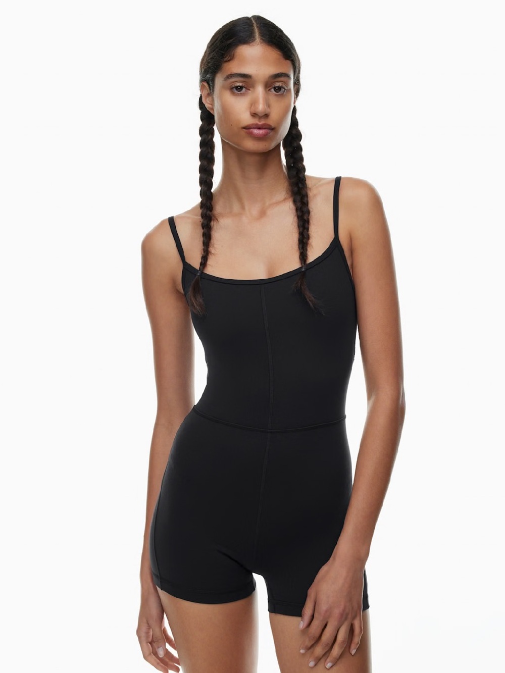 Aritzia golden LIFE Divinity 3" Romper size SM black Athleisure Pilates square